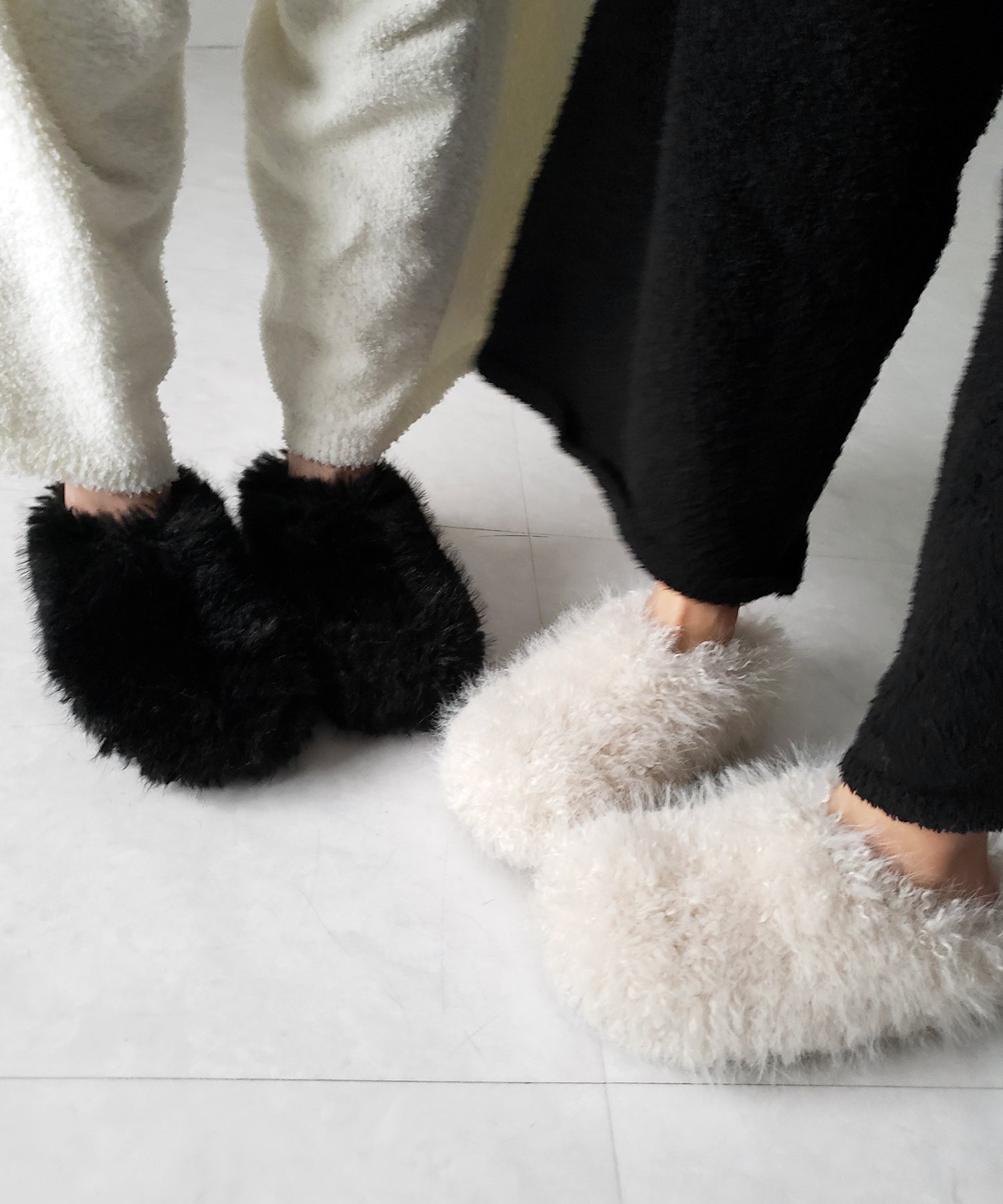 クリンクルフェイクファールームシューズ ／ crinkle fake fur room shoes