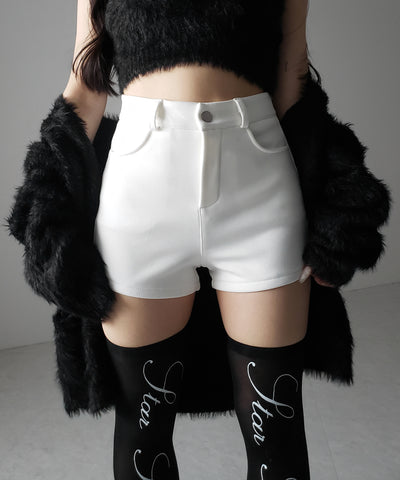 裏起毛ハイウエストタイトスパンショートパンツ ／ urakimo high waist tight span short pants