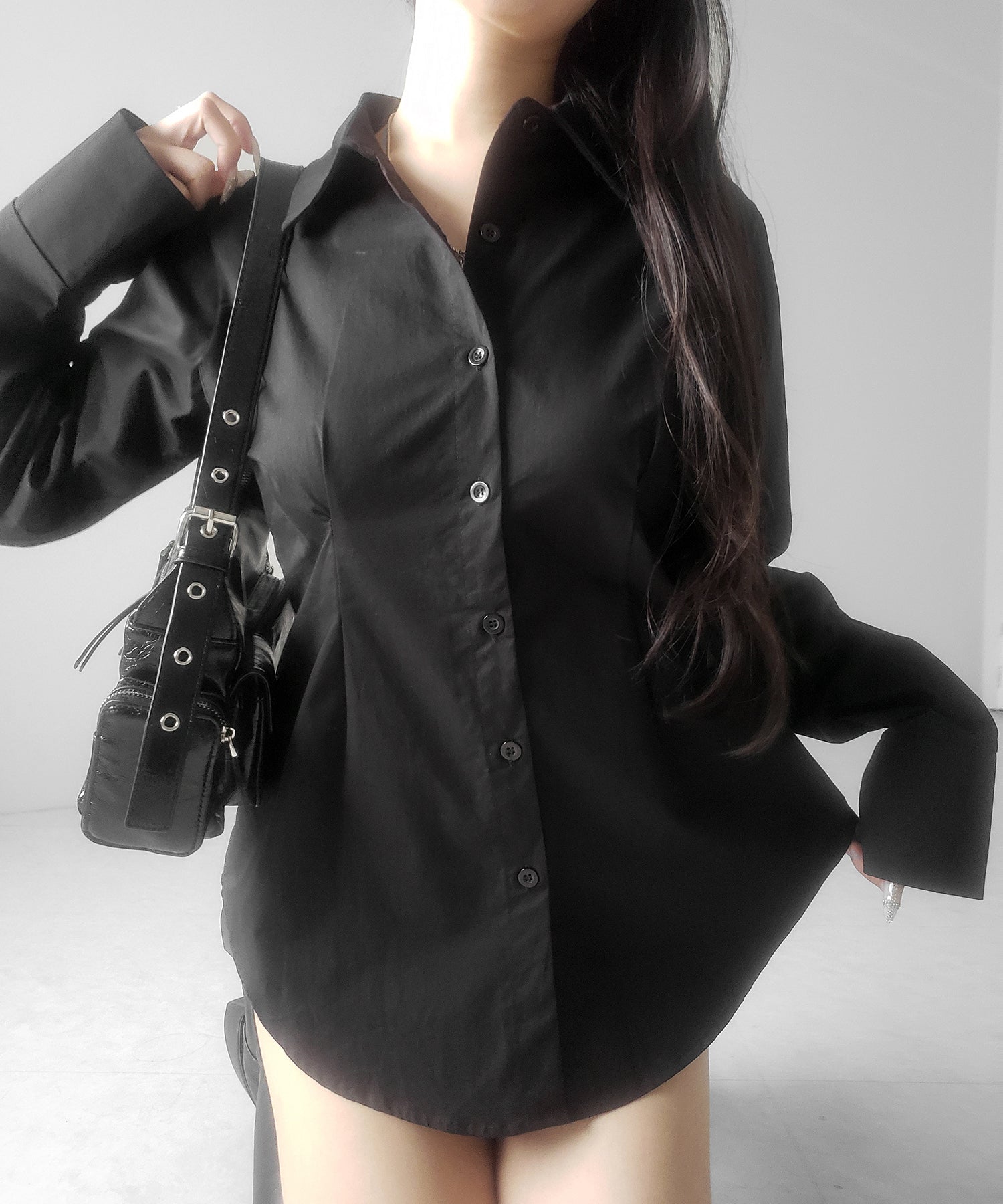 ウエストタックフレアレディシャツ ／ waist tuck flare lady shirts