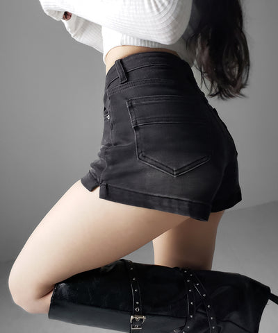 ハイウエストストレッチデニムタイトショートパンツ ／ high wast stretch denim tight short pants