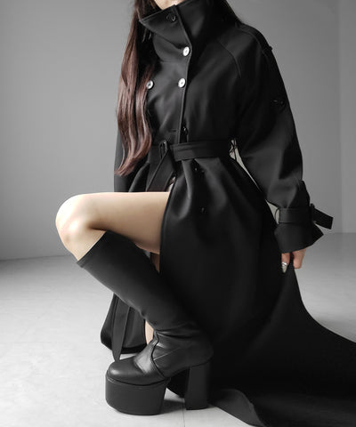 ２WAYスタンドカラーオーバーロングトレンチコート ／ 2WAY stand collar over long trench coat