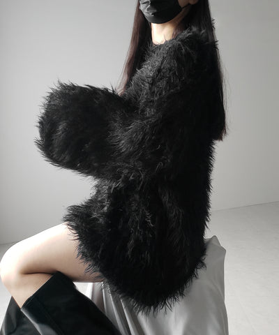 【 ３color 】フラッフィーシャギーボリュームニットミニワンピース ／ fluffy shaggy volume knit mini onepiece