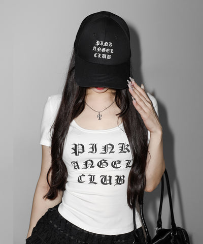 【 PINK ANGEL CLUB 】 GRUNGE LOGO embroidery CAP ／ グランジロゴ刺繍キャップ