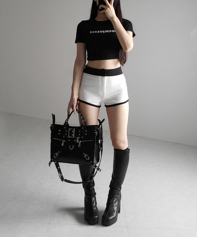 【 ２color ／２size 】バイカラーマイクロミニスパンショートパンツ ／ bicolor micro mini span short pants