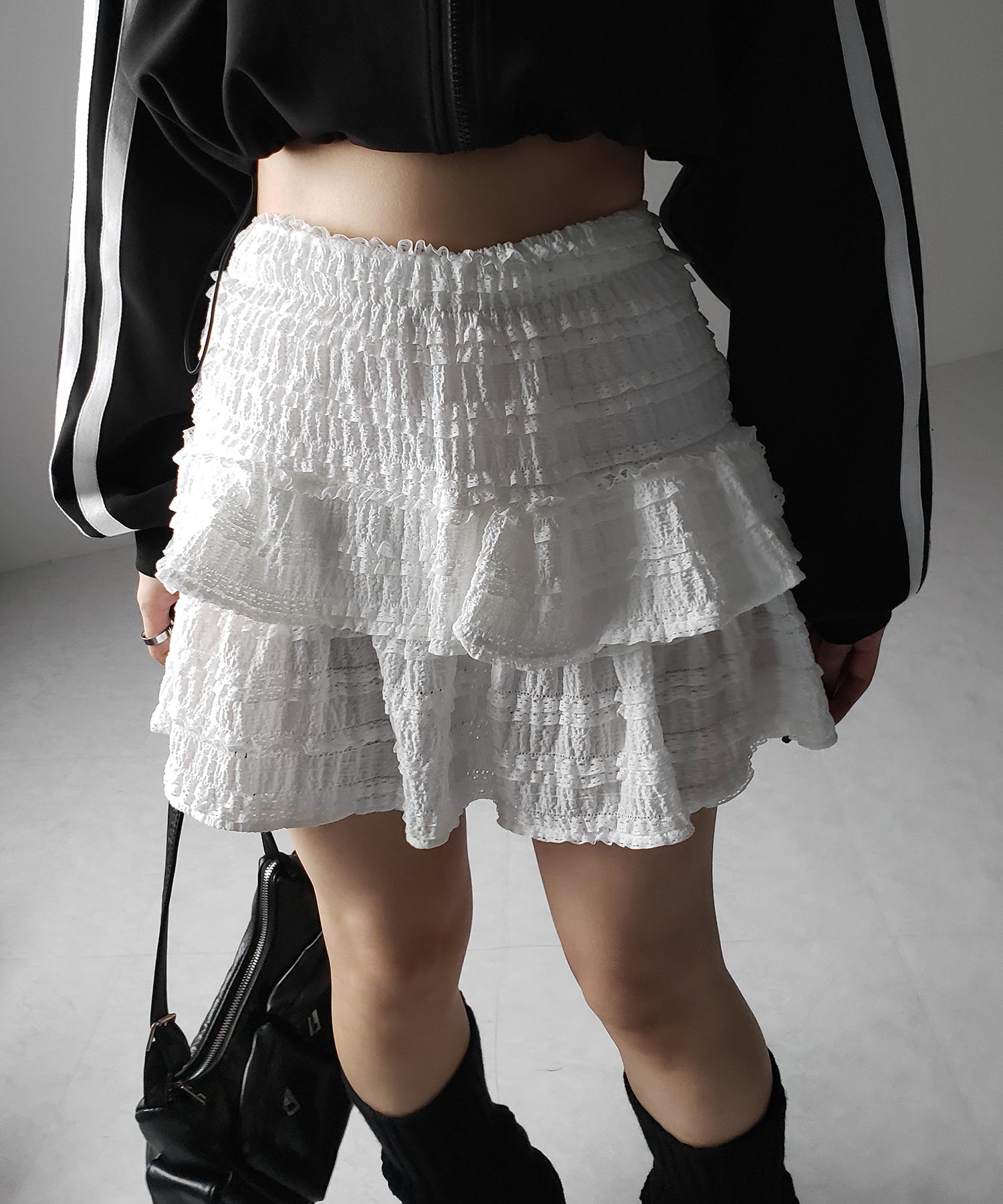 OAKMOO フリルスカートホワイト OAKMOO スカート フリル 白