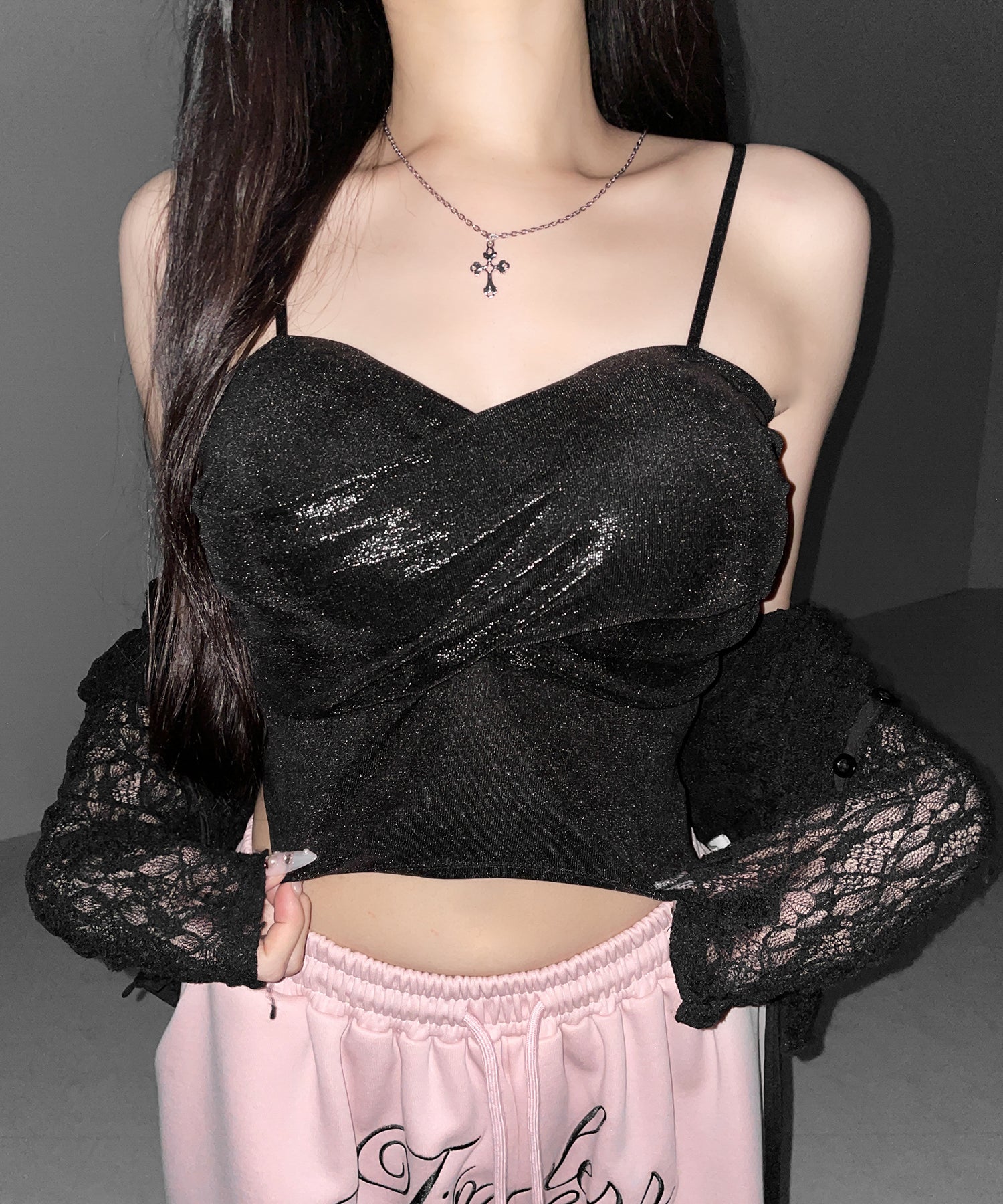 メタリックドレープビスチェキャミソール ／ metallic drape bustier camisole