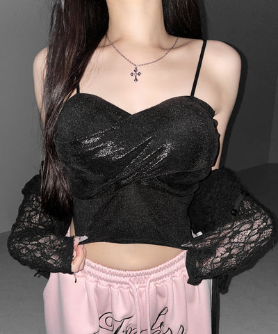 メタリックドレープビスチェキャミソール ／ metallic drape bustier camisole