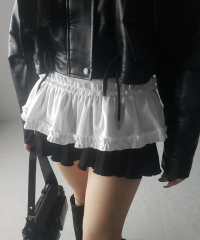 【 ３color 】裾フリルレイヤード長袖トップス ／ hem frill layered long sleeve tops