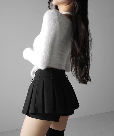 【 インパン裏地付 】プリーツスウェットマイクロミニスカパン ／ plests sweat micro mni skirt pants