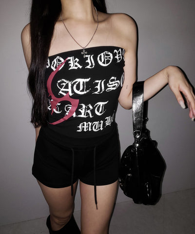 グランジロゴチューブベアトップ ／ grunge logo tube bare top
