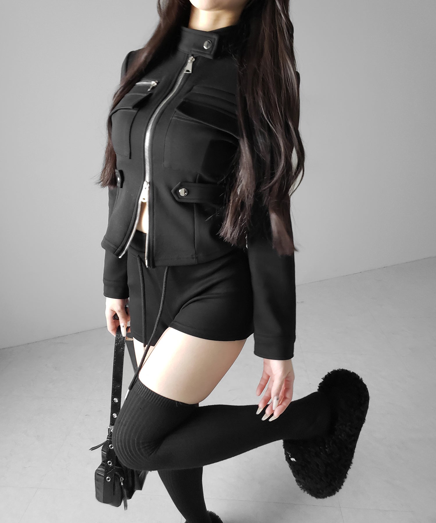 アウトポケットジップアップスリムカットジャケット ／ out pocket zip up slim cut jacket