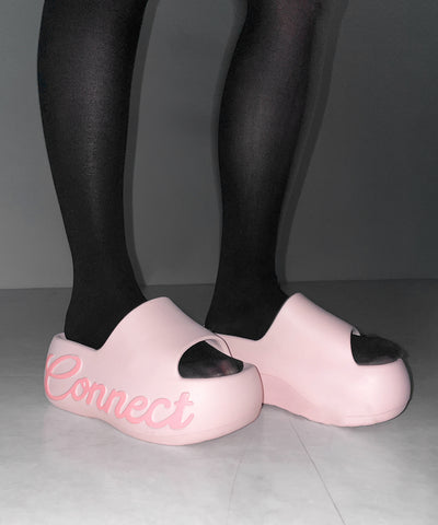 レタリングロゴ厚底スライドサンダル ／ lettering logo platform slide sandals