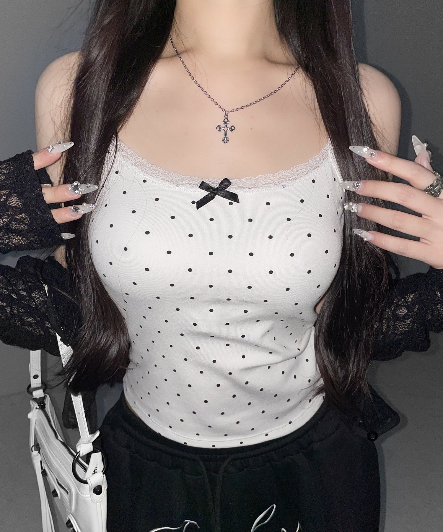 ミニリボンドットレースキャミソール ／ mini ribbon dot lace camisole