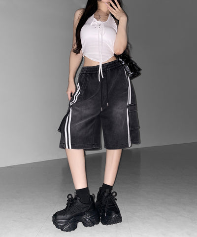 サイドラインヴィンテージワイドカーゴスウェットハーフパンツ / sideline vintage wide cargo sweat half pants