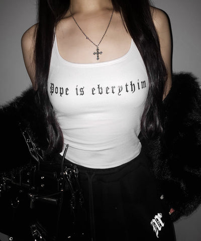 【 ２color 】グランジロゴバッククロスキャミソールトップス ／ grunge logo back logo camisole tops