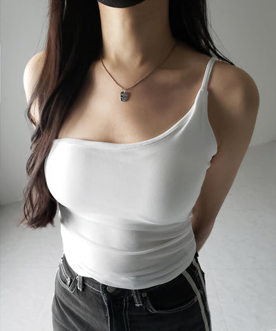 【 ３color ／ カップ付 】ラインストラップワンショルキャミソール ／ line strap one shoulder camisole
