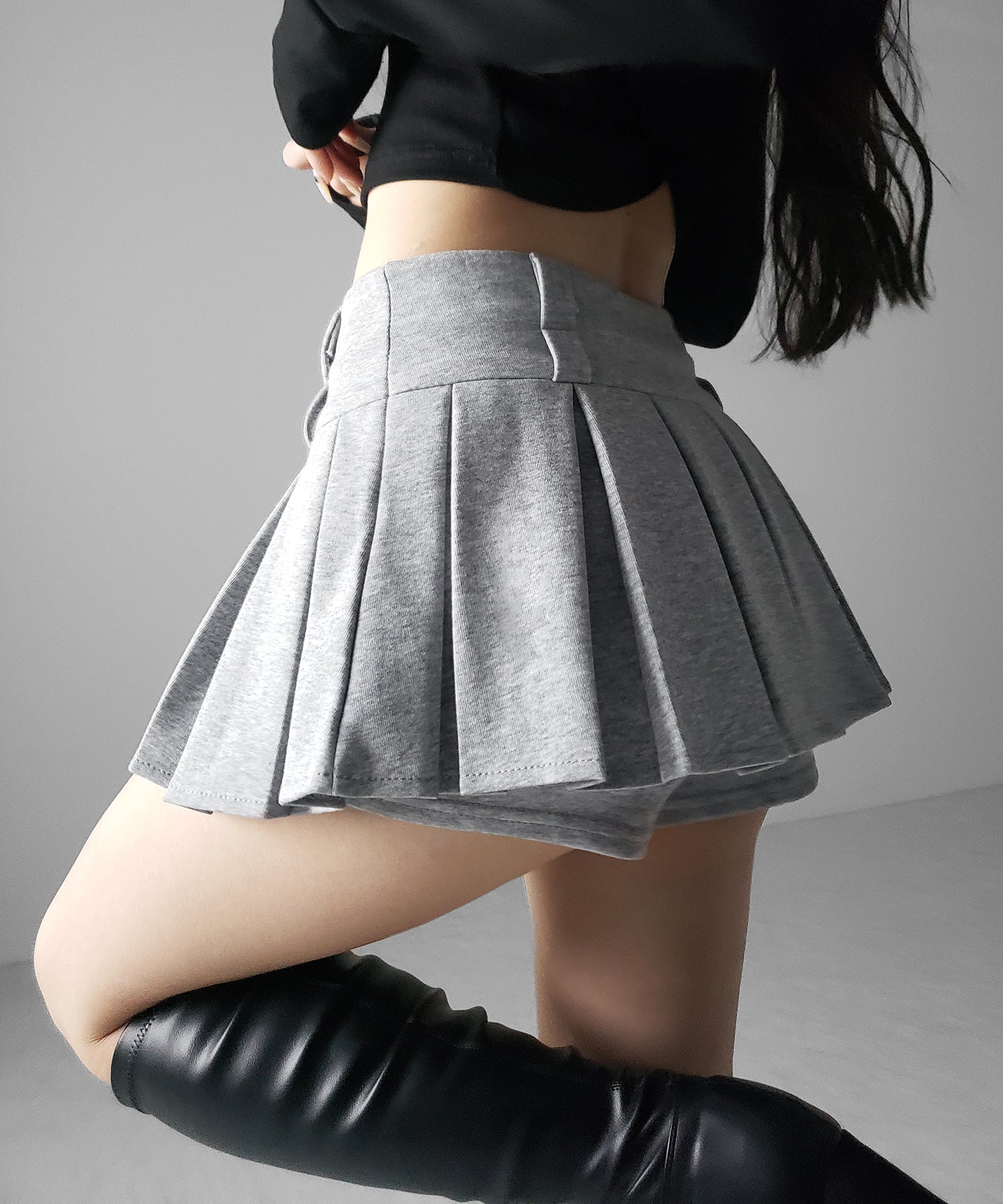 【 インパン裏地付 】プリーツスウェットマイクロミニスカパン ／ plests sweat micro mni skirt pants