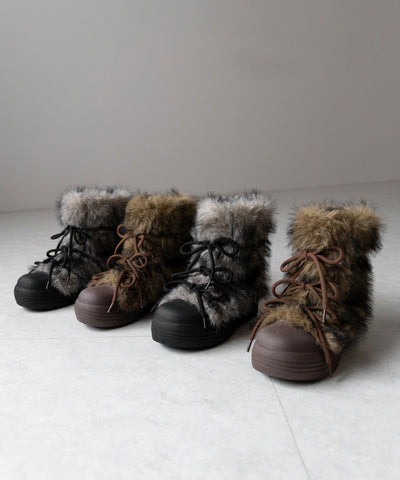 【 ２color 】ボリュームフェイクファーブーツ ／ volume fake fur boots