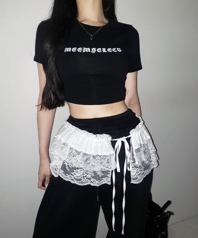 【 ２color 】グランジロゴショートちびTシャツ ／ grunge logo short chibi T-shirt