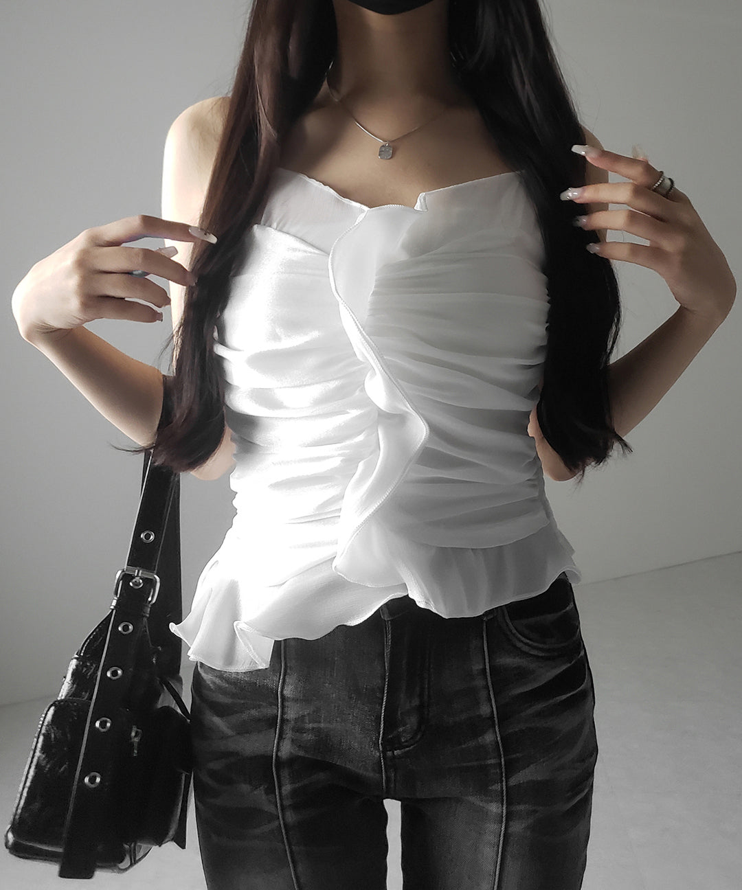 【 ２color 】オーガンジーボリュームフリルビスチェ ／ organdy volume Frill Bustier