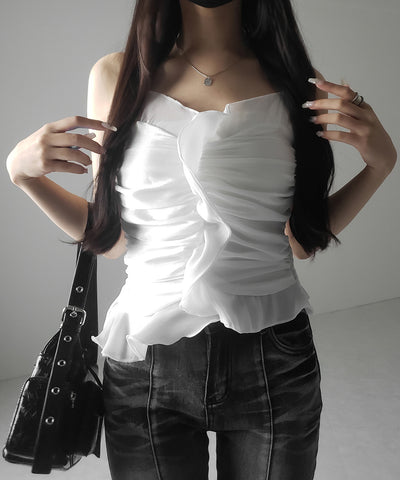 【 ２color 】オーガンジーボリュームフリルビスチェ ／ organdy volume Frill Bustier