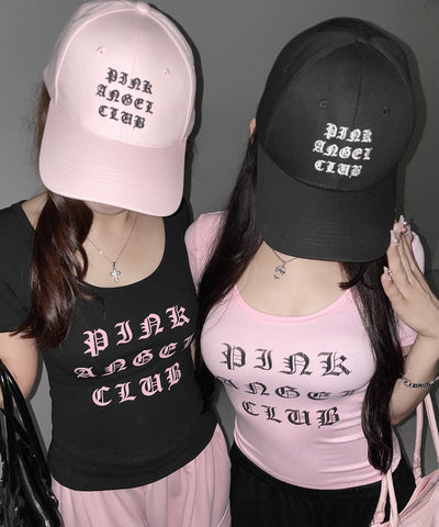 【 PINK ANGEL CLUB 】 GRUNGE LOGO embroidery CAP ／ グランジロゴ刺繍キャップ