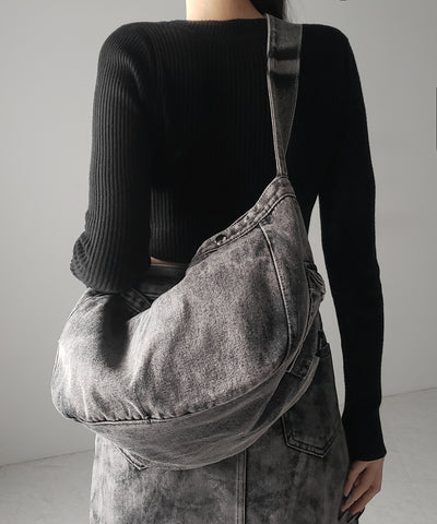 【 ２color 】ブラックタグヴィンテージデニムショルダーバッグ ／ black tag vintage denim shoulder bag