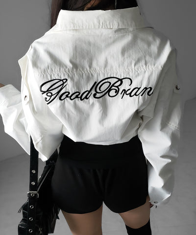 レタリングバックロゴスタンドカラーショートブルゾン ／ lettering back logo stand collar short blouson
