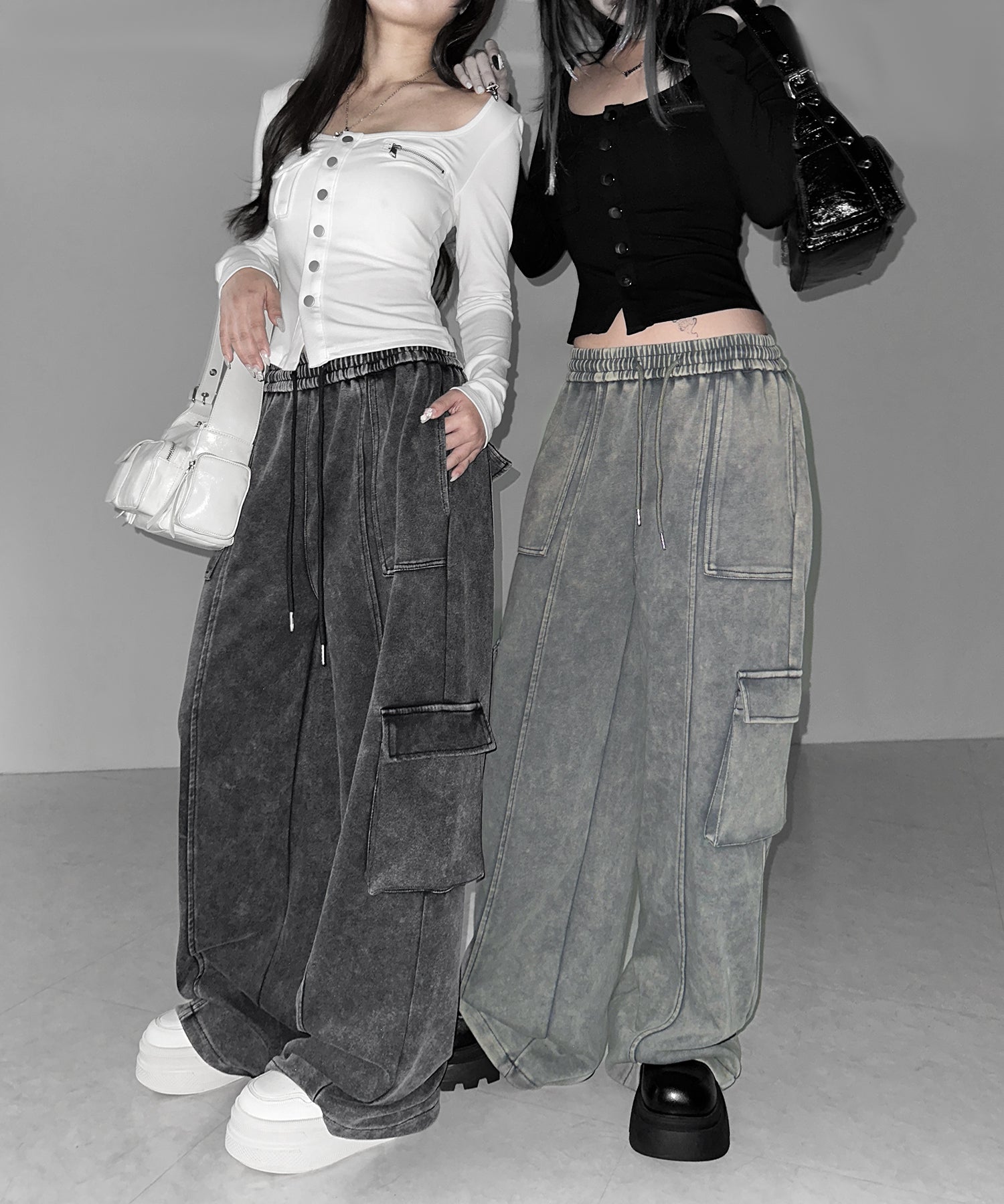 ピグメントヴィンテージヘビーワイドカーゴスウェットパンツ ／ pigment vintage heavy wide cargo sweatpants