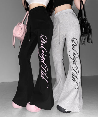 【 PINK ANGEL CLUB 】レタリングロゴスウェットフレアパンツ ／ PINK ANGEL CLUB lettering logo sweat flare pants