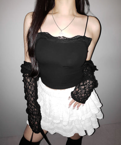 【 ３color 】レース切替スクエアクロップドキャミソール ／ Lace switched square cropped camisole
