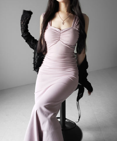 シャーリングロングタイトマーメイドキャミワンピ ／ shirring long tight mermaid cami onepiece