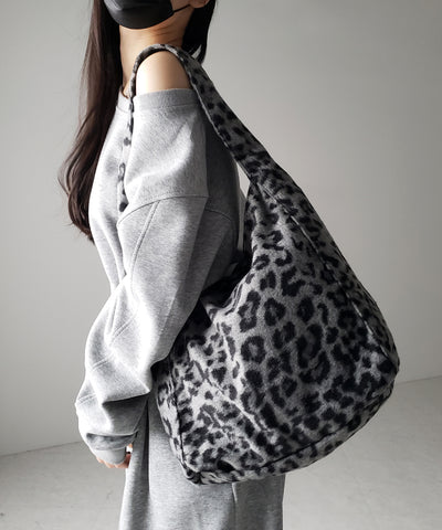 【 ２color 】レオパードワンハンドルショルダートートバッグ ／ leopard onehandle shoulder tote bag