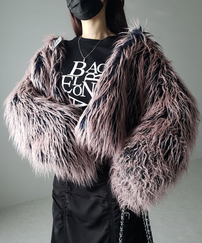 【 ２color 】グラデーションシャギーファーモンスターボリュームコート／ gradation shaggy fur monster volume coat