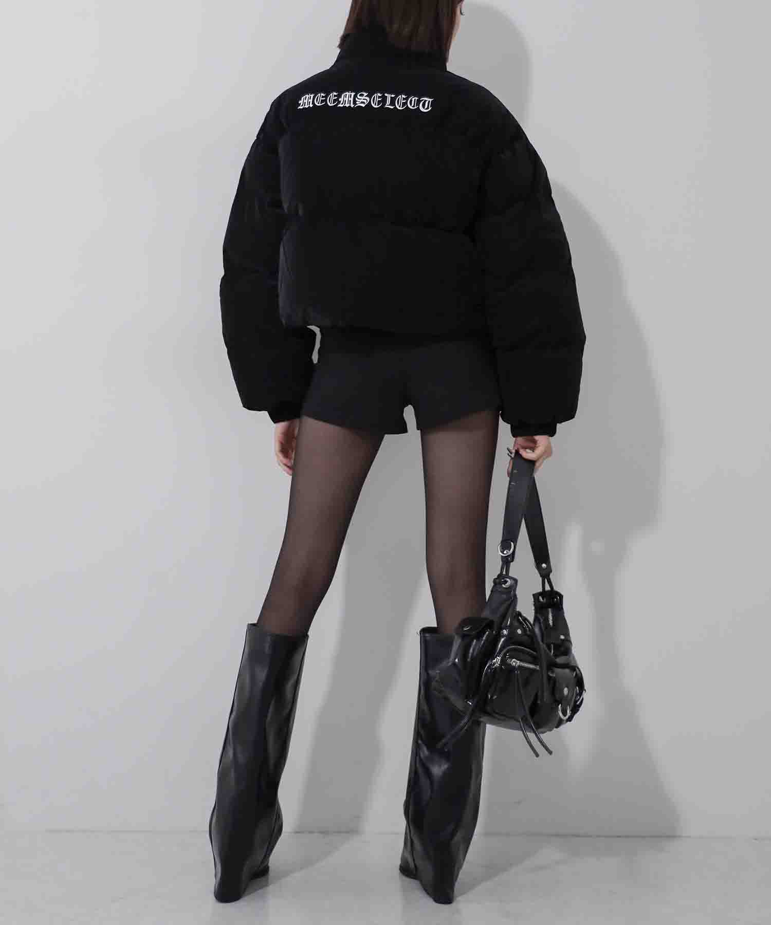 【 限定先行販売 】grunge logo embroidery short puff down jacket
