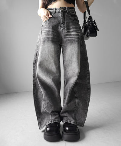 【 ３size 】ヴィンテージブラックウォッシュバルーンデニム ／ Vintage black wash balloon denim