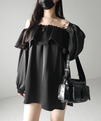 【 ２color 】オフショルダーフリルオーバーミニワンピース ／ off shoulder frill over mini onepiece