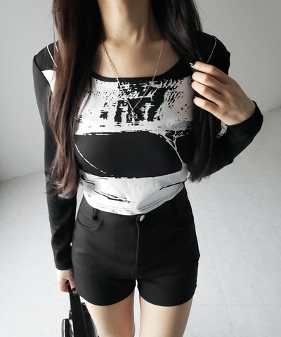 【 ２color 】ヴィンテージプリントショートリブＴシャツ ／ vintage print short lib t-shirt