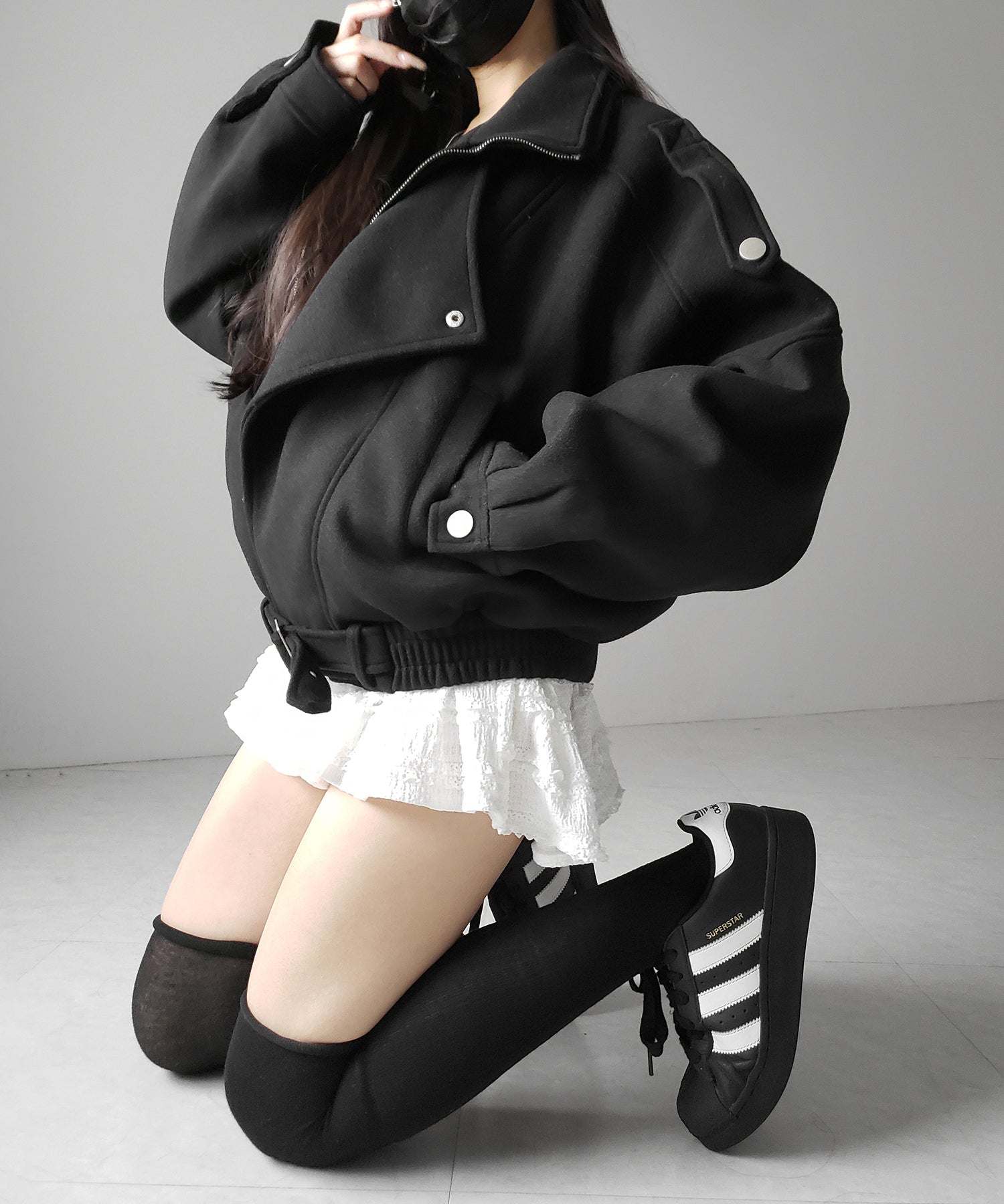 ウールライクベルテッドオーバーコート ／ wool like belted over coat