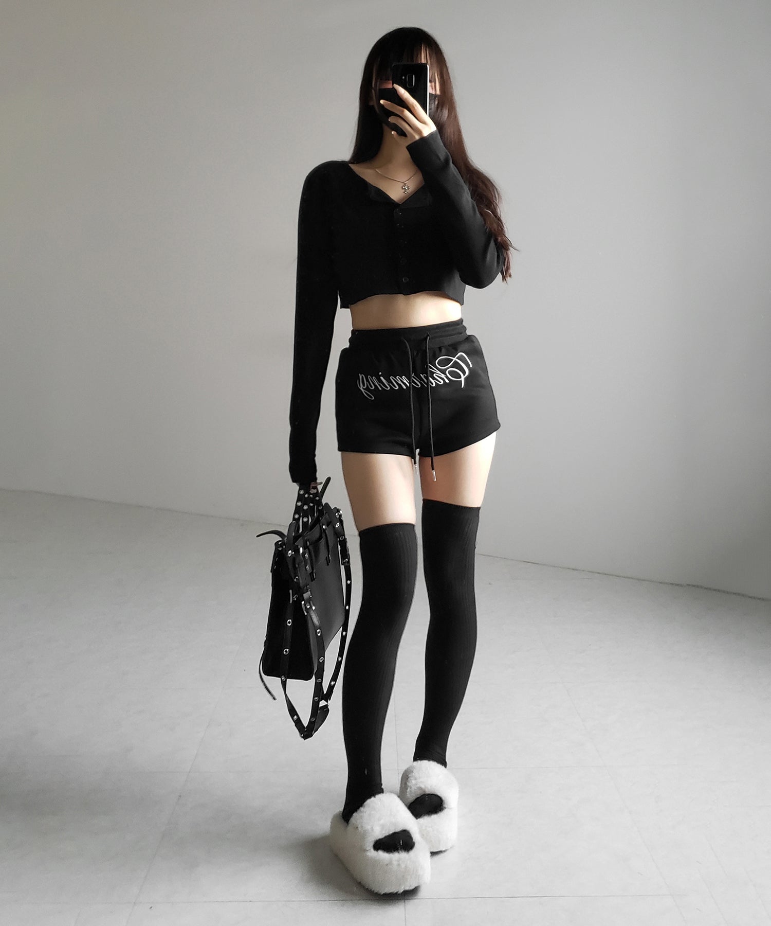 ミニボタンショートリブニットカーディガン ／ mini button short rib knit cardigan