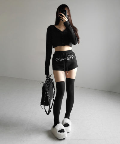 ミニボタンショートリブニットカーディガン ／ mini button short rib knit cardigan