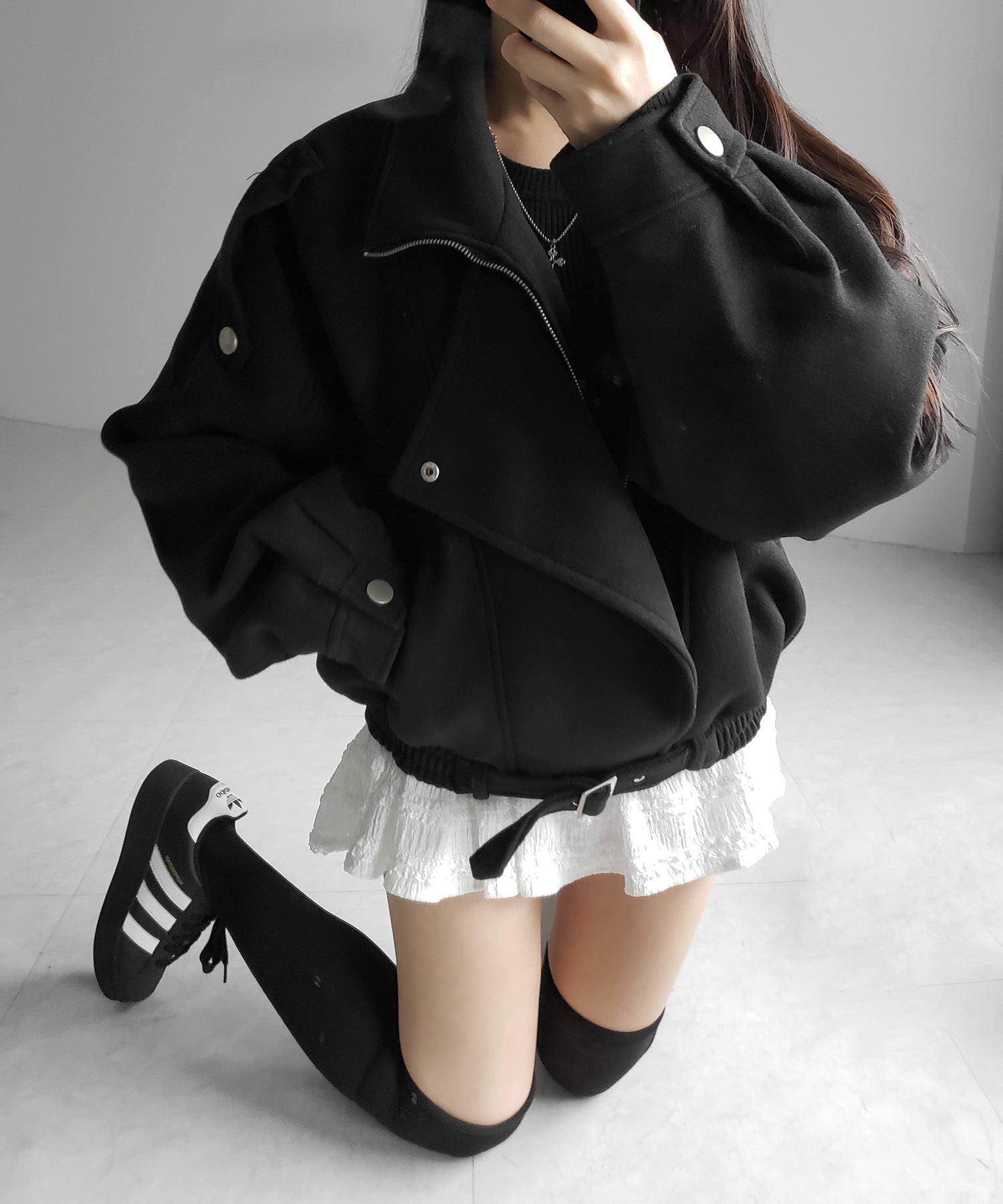 ウールライクベルテッドオーバーコート ／ wool like belted over coat