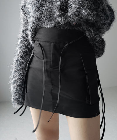 【 ２WAY 】３ストラップリボンカーゴミニスカート ／ three strap ribbon cargo mini skirt