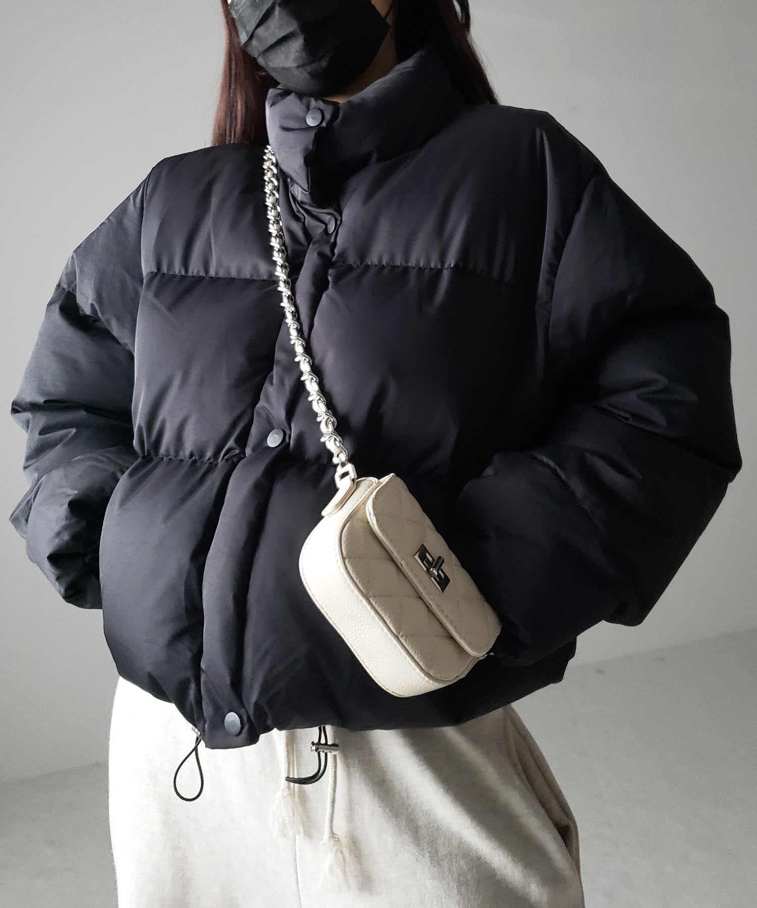 【裾絞り可能２WAY 】ニュアンスカラーショートパフダウンジャケット