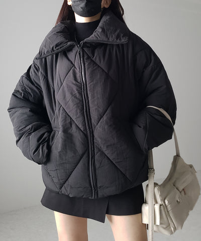 【 ３COLOR ／２WAY 】ボリュームハイネックナイロンパフダウンジャケット