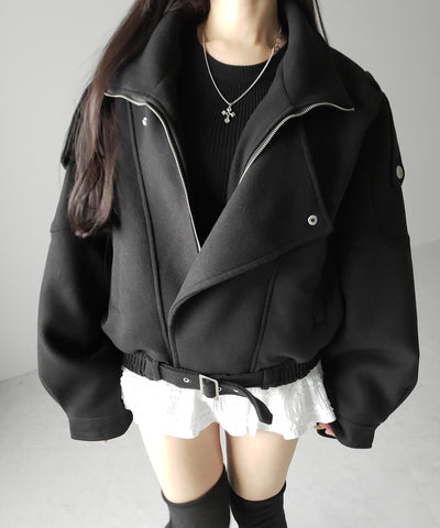 ウールライクベルテッドオーバーコート ／ wool like belted over coat