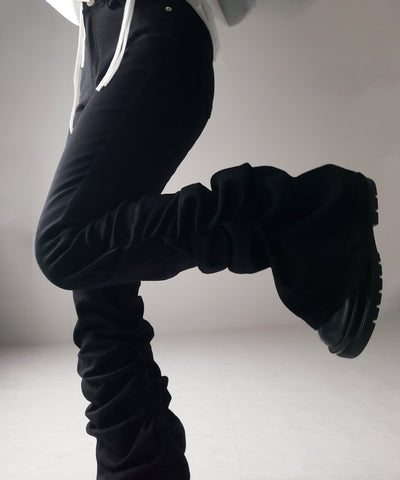 ヘムシャーリングギャザーストレッチフレアパンツ ／ Hem shirring gather stretch flare pants