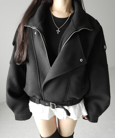 ウールライクベルテッドオーバーコート ／ wool like belted over coat