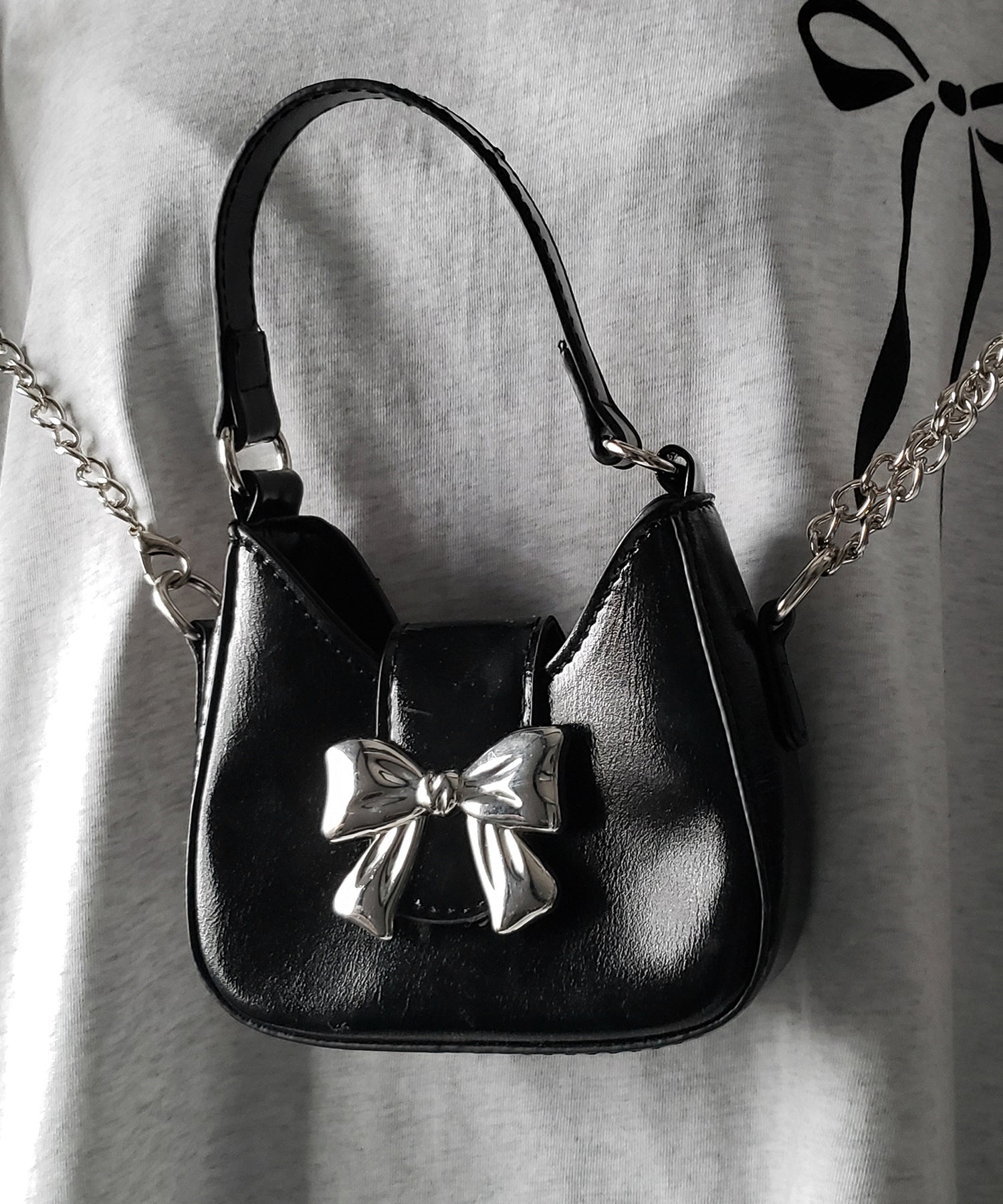 【 ２color 】バックルリボンミニショルダーチェーンバッグ ／ buckle ribbon mini shoulder chain bag