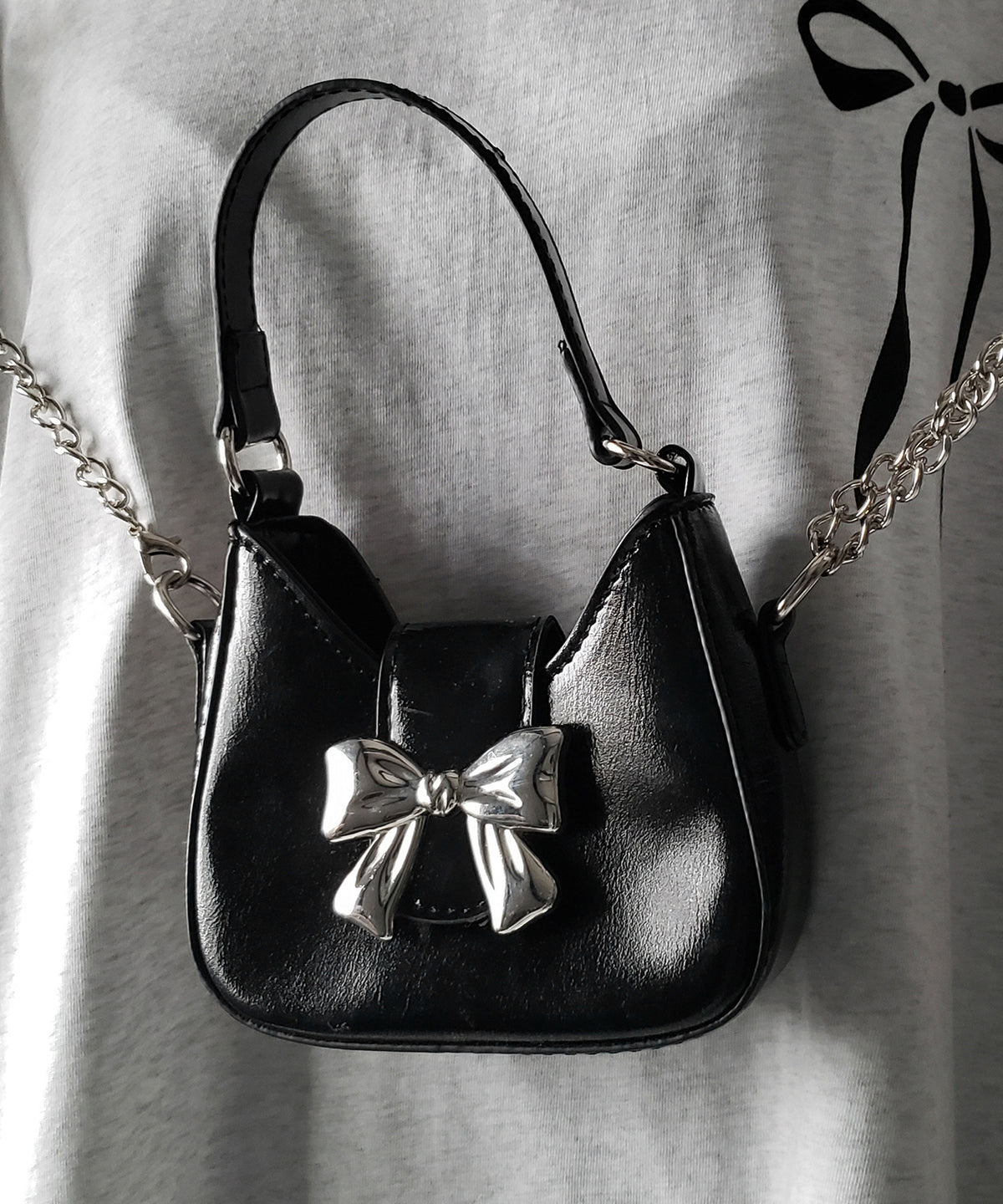2color 】バックルリボンミニショルダーチェーンバッグ ／ buckle 